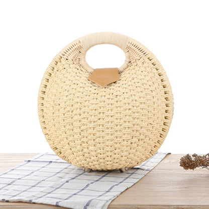 Runde Basttasche mit Elegantem Ledergriff Brehn