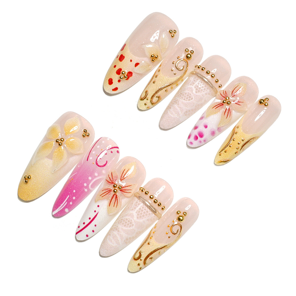 Elegante florale Press-On Nageldesign Sammlung