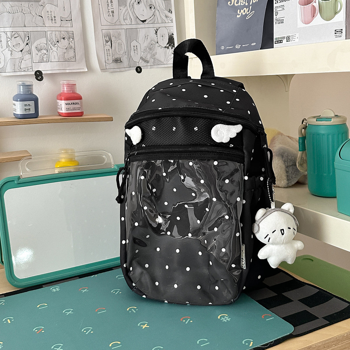 Transparenter Punktmuster-Rucksack Brehn