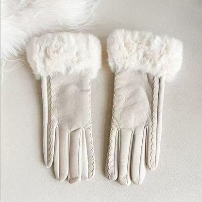 Luxuriöse Kunstpelz-Bündchen-Lederhandschuhe Brehn