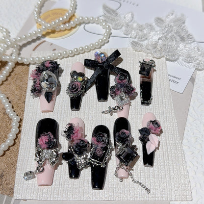 Elegantes dekoratives Press-On-Nagel-Set