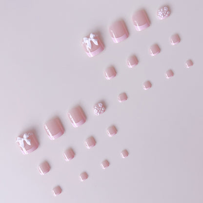 Fußnagelkunstset mit niedlichen 3D-Schleifen- und Perlverzierungen Brehn