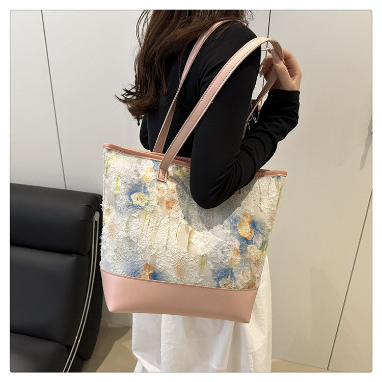 Künstlerische floral gestickte Tote-Bag Brehn