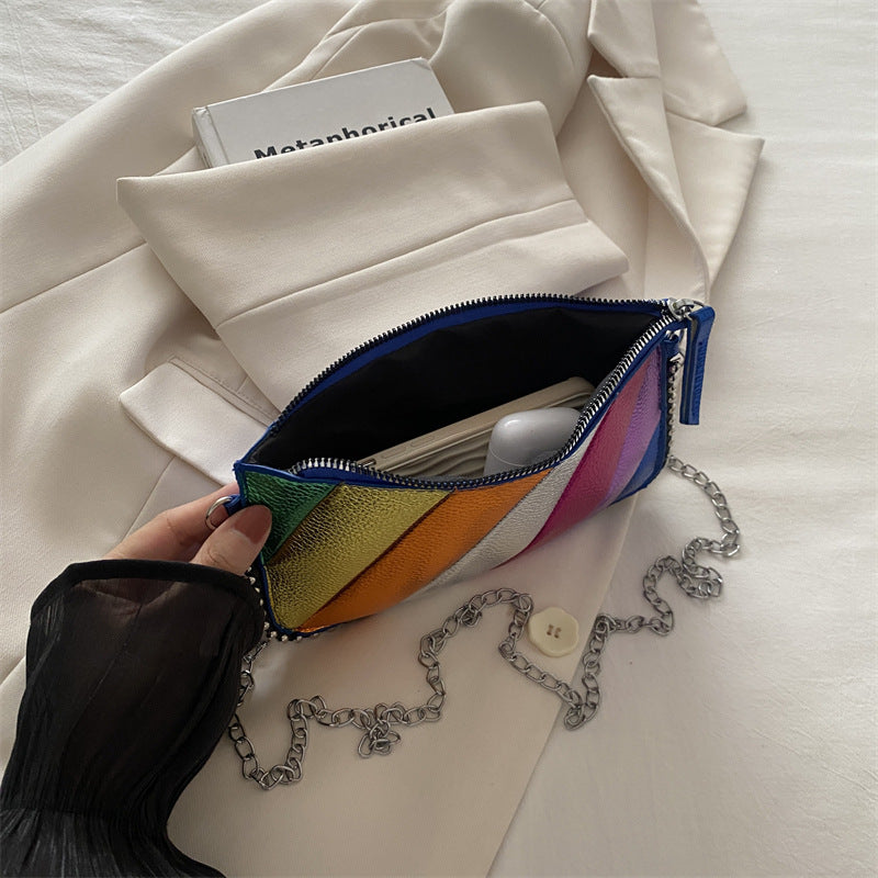 Bunte Metallische Gestreifte Clutch Tasche