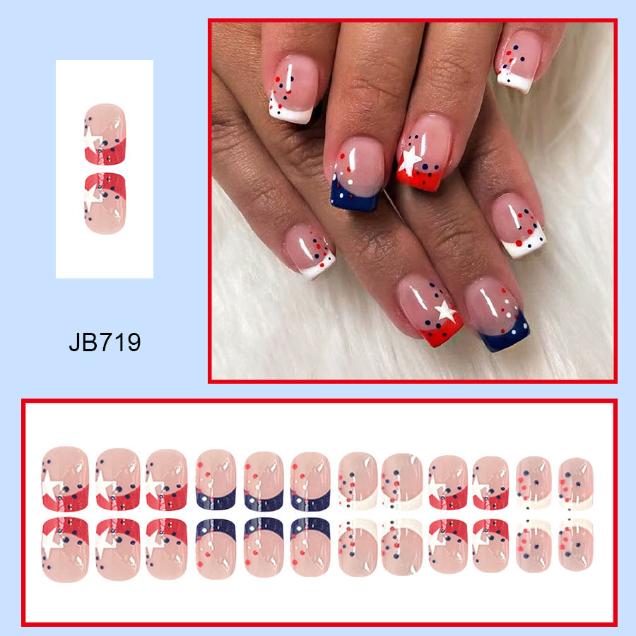 Dekoratives Press-On Nagelkunstset mit Stern- und Streifendesigns Brehn