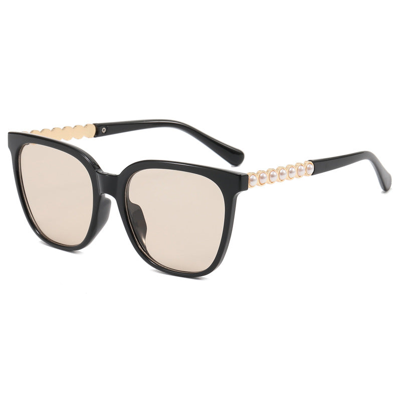 Damen Oversize-Sonnenbrille mit eleganter Perlenschmuck-Verzierung Brehn