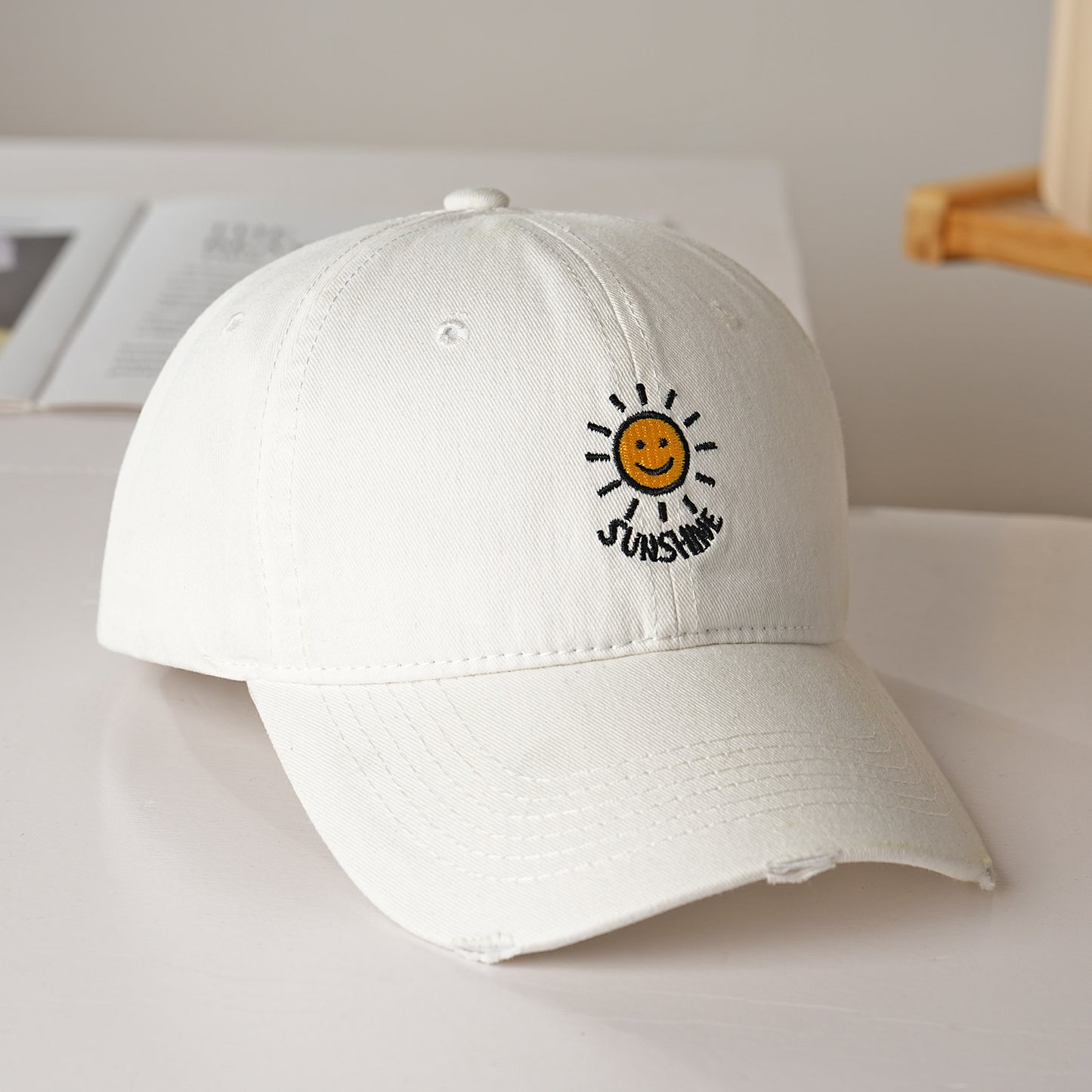 Damen sportliche Baumwollmütze mit Sonnenstickerei Brehn