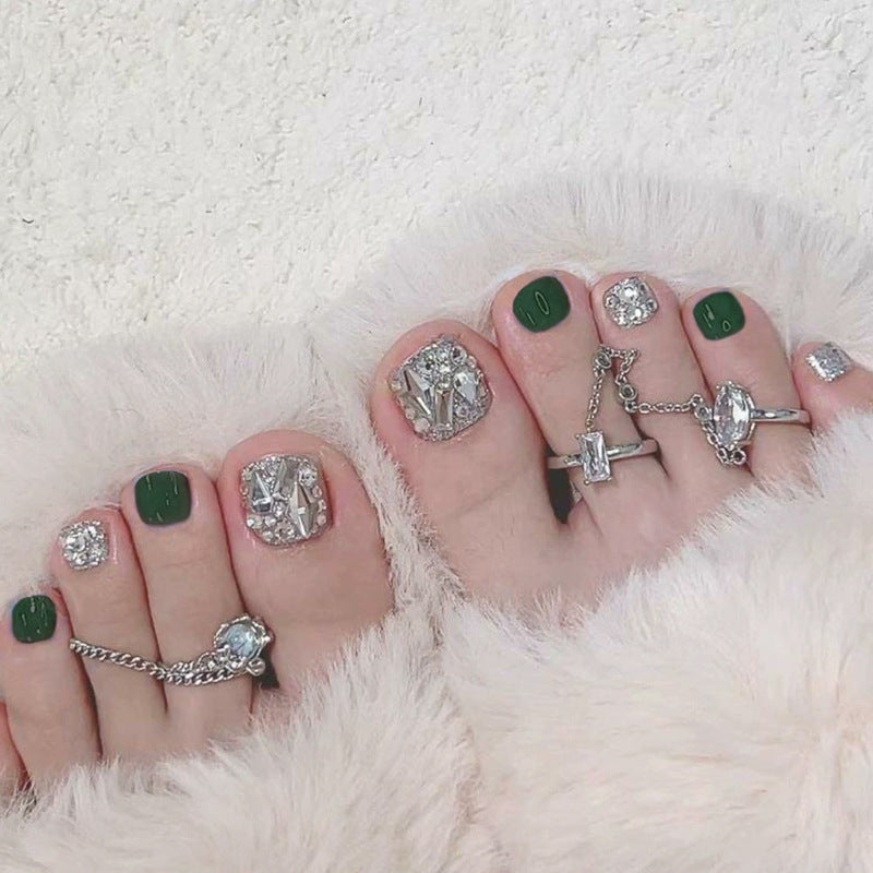 Premium Dekorativer Pediküre Press-On-Nagelset Brehn