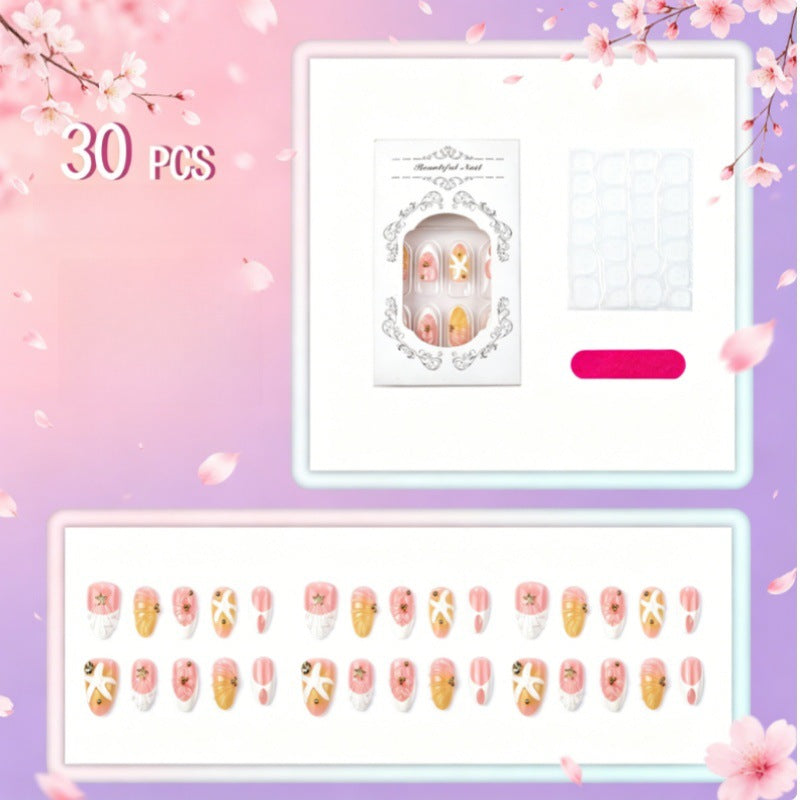 Künstlerisches Press-On-Nagelset mit einzigartigen Sommerdesigns Brehn
