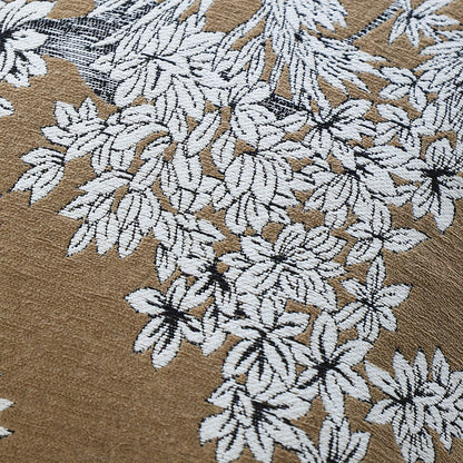 Quadratischer bestickter Kissenbezug aus Baumwoll‑Leinen‑Mix mit floraler Jacquardstruktur und Samtpaspel Brehn
