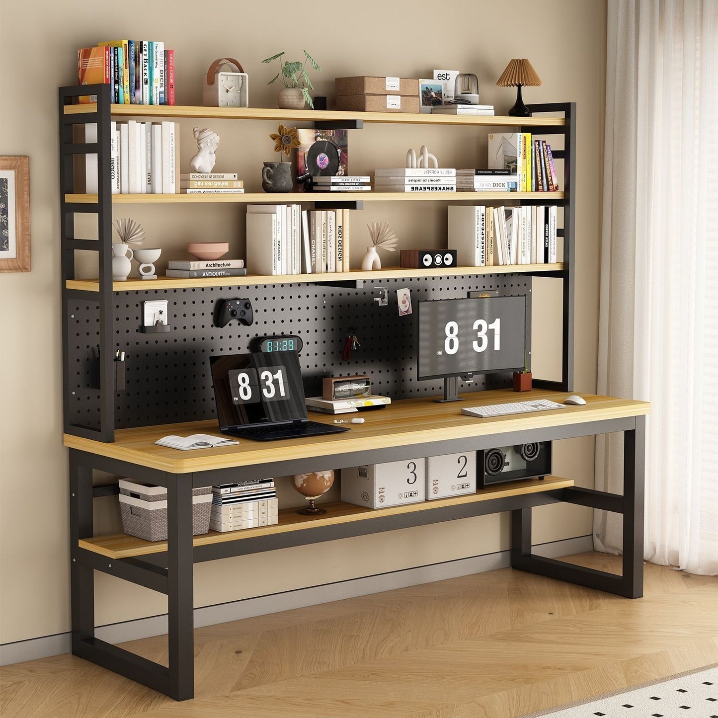 Multifunktionaler Arbeitsbereich mit Regal Brehn