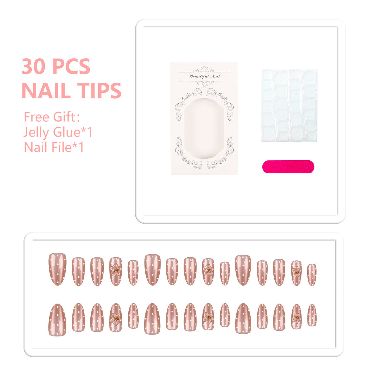 DIY Press-On-Nagelspitzen-Set mit Kleber und Feile
