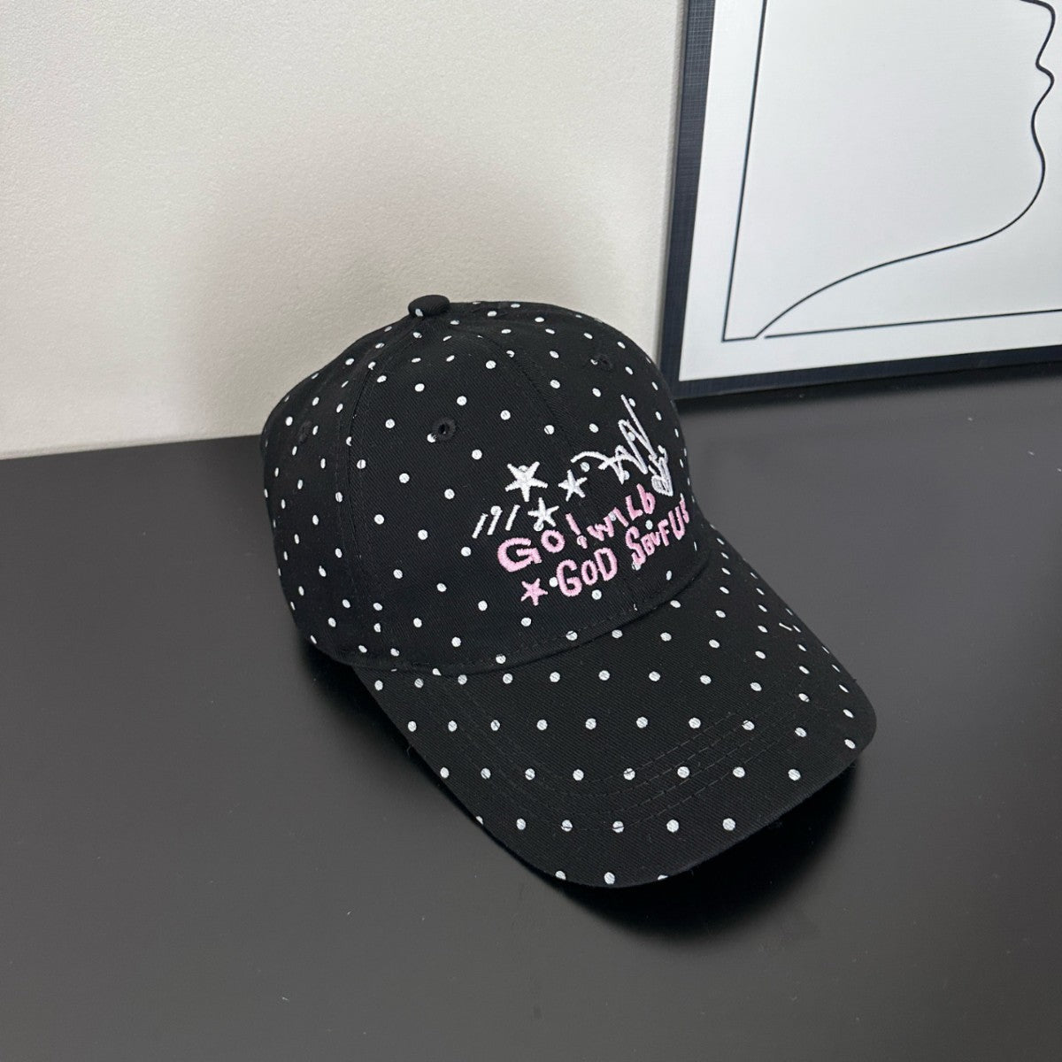 Damen Trendy gepunktete bestickte Baseballmütze Brehn