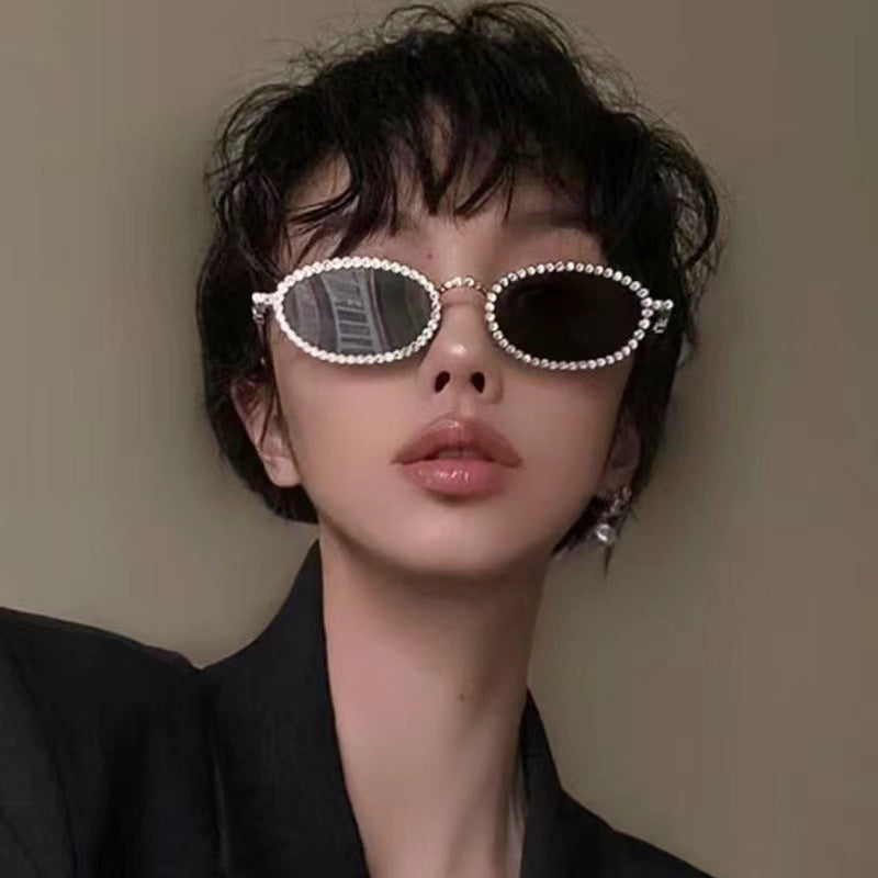 Damen Designer-Brillengestell mit extravagantem Perlenrahmen Brehn