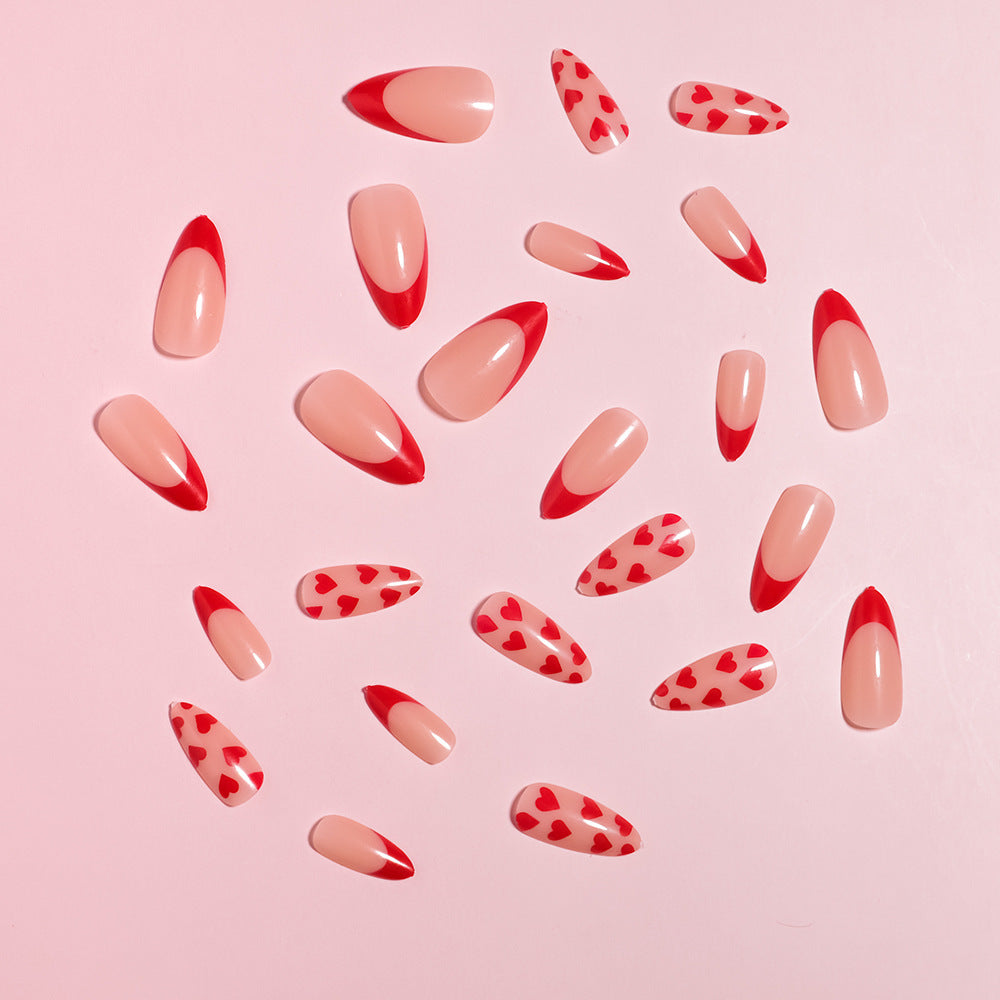 Künstlerisches Herz Designed Press-On Nail Set Brehn