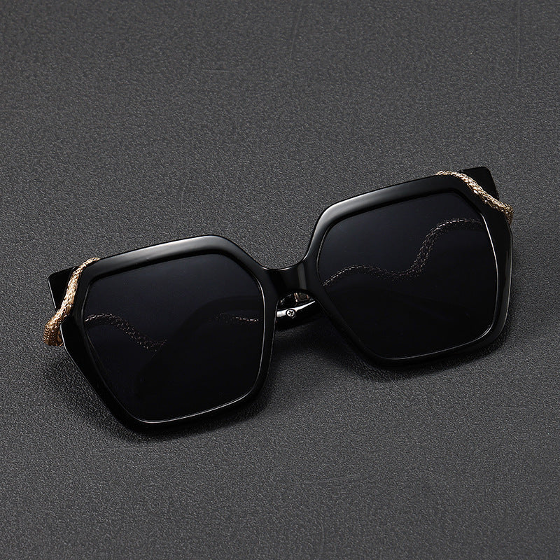 Luxuriöse Übergroße Sechseckige Sonnenbrille