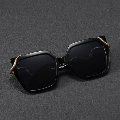 Luxuriöse Übergroße Sechseckige Sonnenbrille