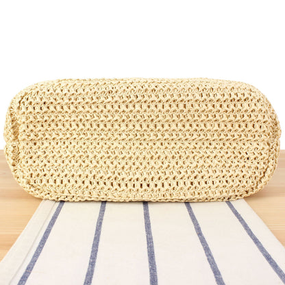 Handtasche Aus Natürlichem Geflochtenem Material mit Eleganten Lederriemen Brehn