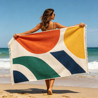 Bio-Baumwoll-Stranddecke mit tropischem Motiv Brehn