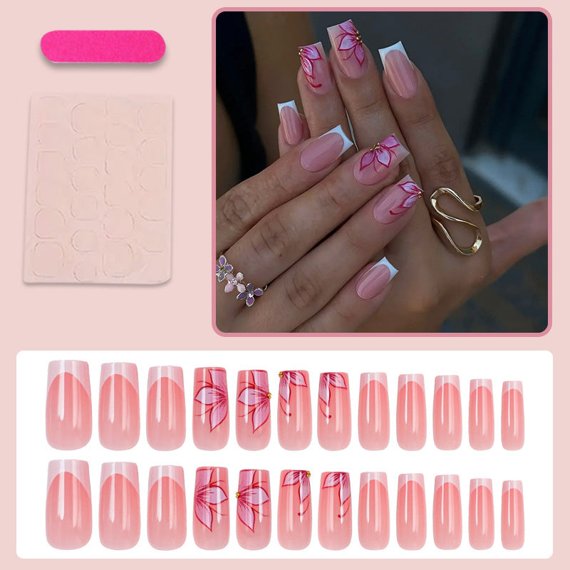 Kunstnagelset mit eleganten Blumen-Designs und Glitzerakzenten Brehn