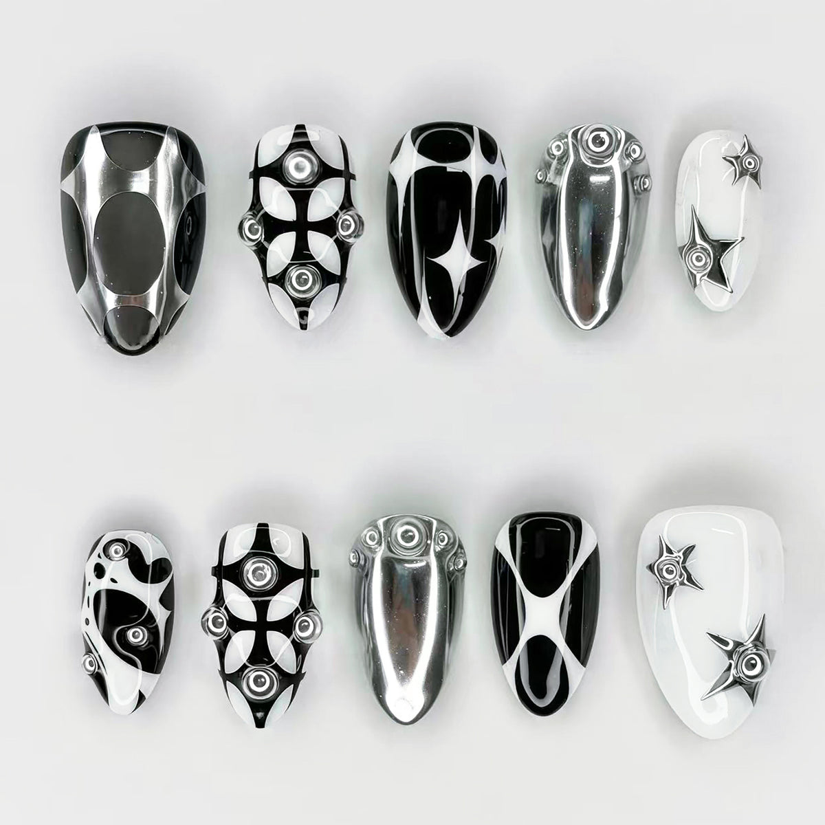 Künstlerisches Grafik Press-On Nagelkunst Set Brehn