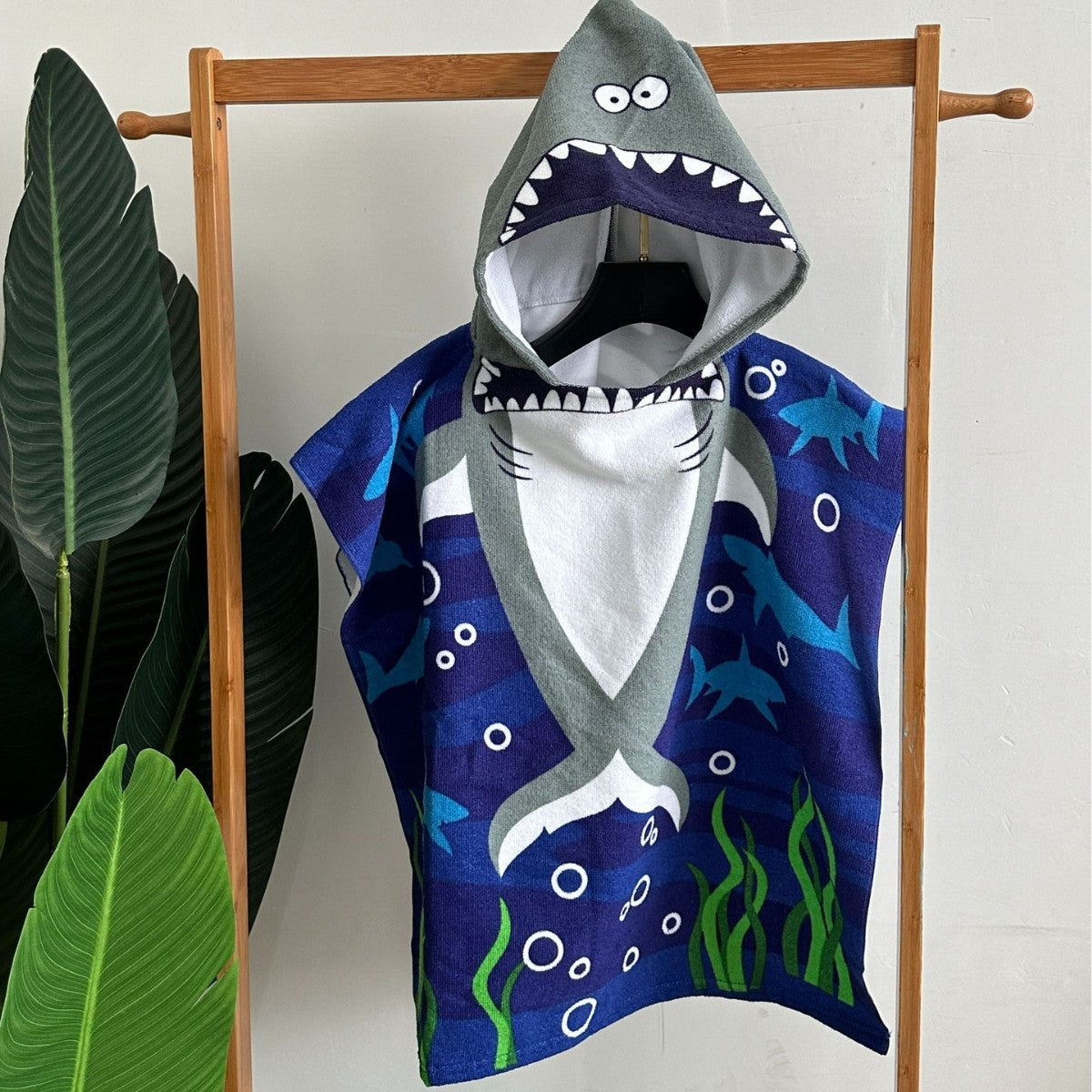 Kinder Haifisch-Design Kapuzenhandtuch Poncho Brehn