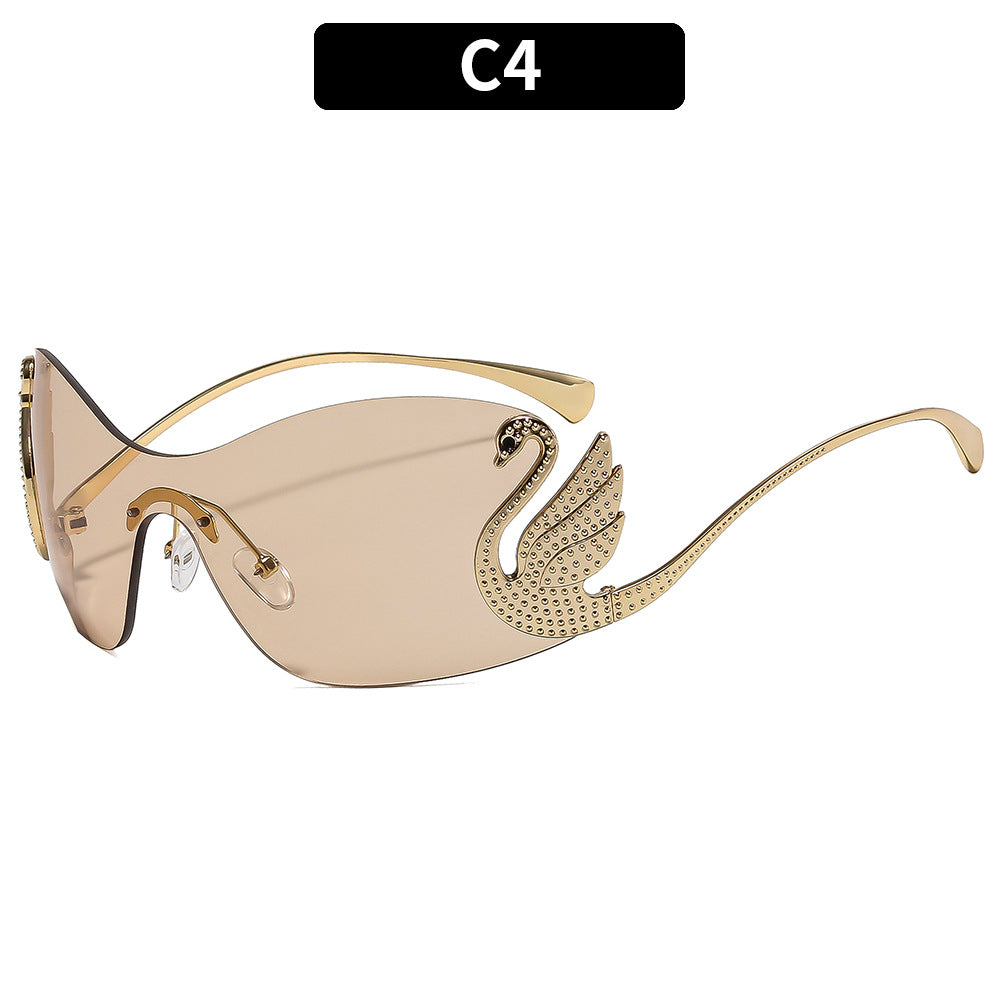 Statement Schwan-inspirierten Schild Sonnenbrillen