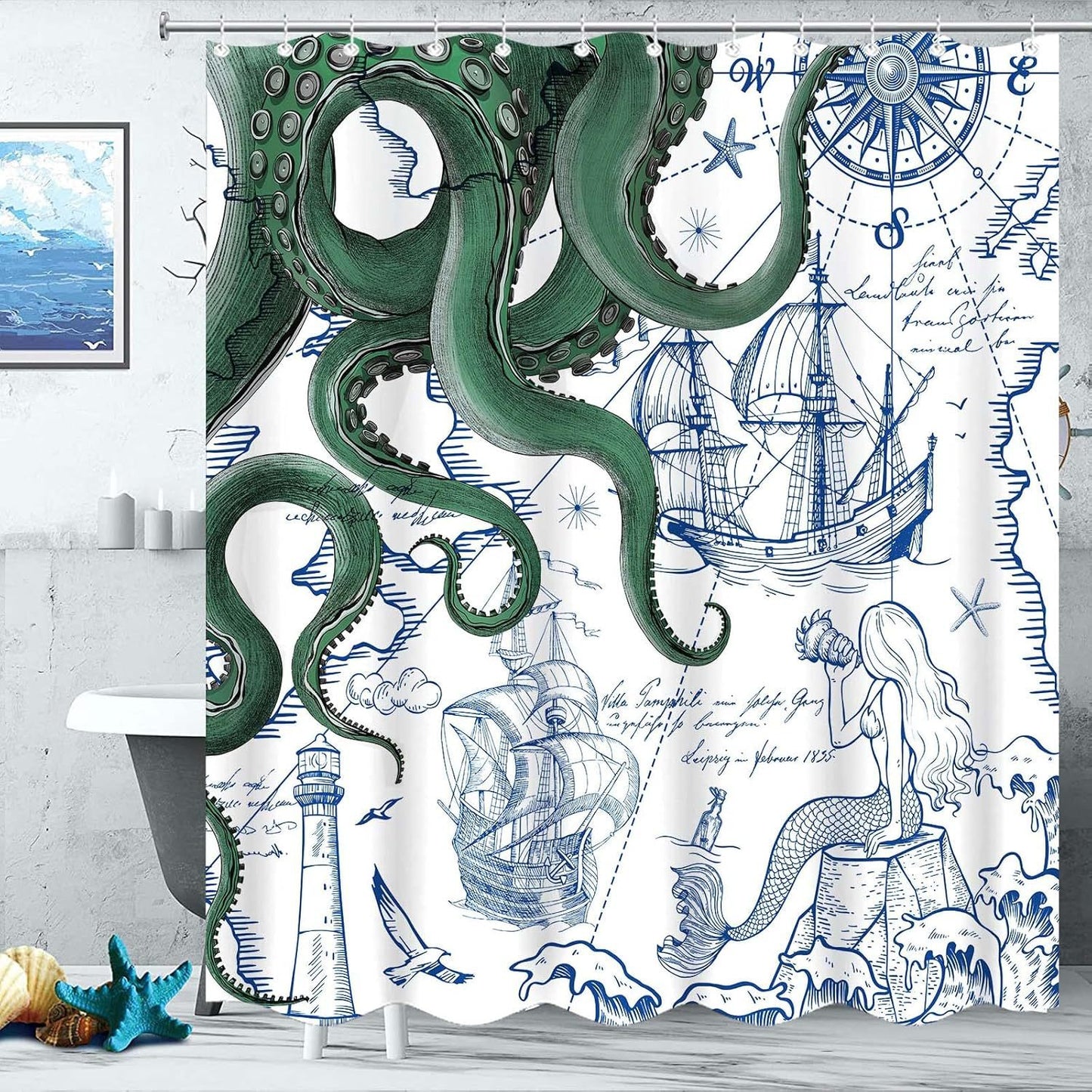 Ocean-Theme Duschvorhang Brehn