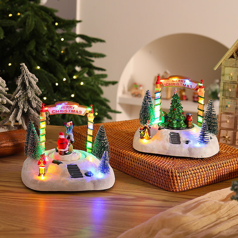 Festliche Weihnachtsdekoration mit Lichtern Brehn