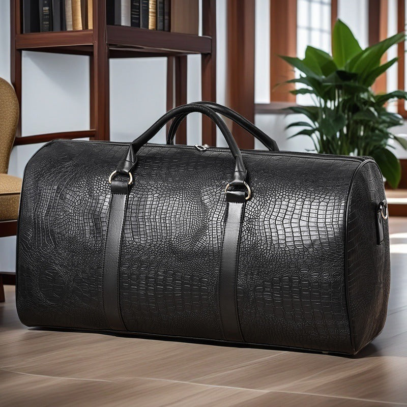 Luxuriöse Reisetasche Aus Hochwertigem Kunstleder mit Elegantem Kroko-Muster Brehn