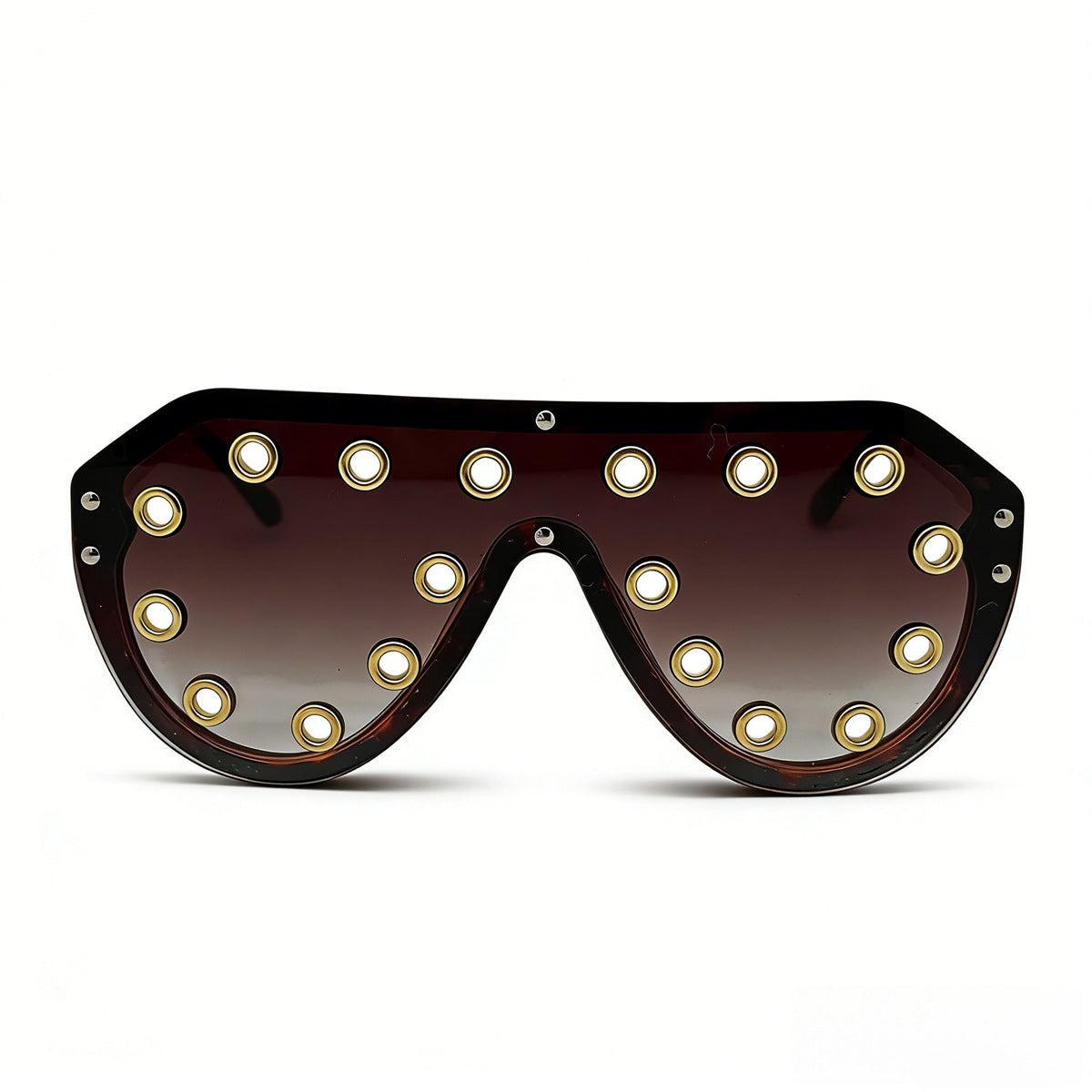 Damen Statement-Sonnenbrille im futuristischen Design mit dekorativen Elementen Brehn