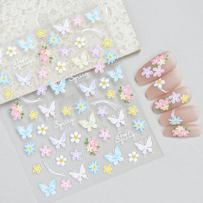Floral- und Schmetterling-Nagelkunst-Aufkleber-Set