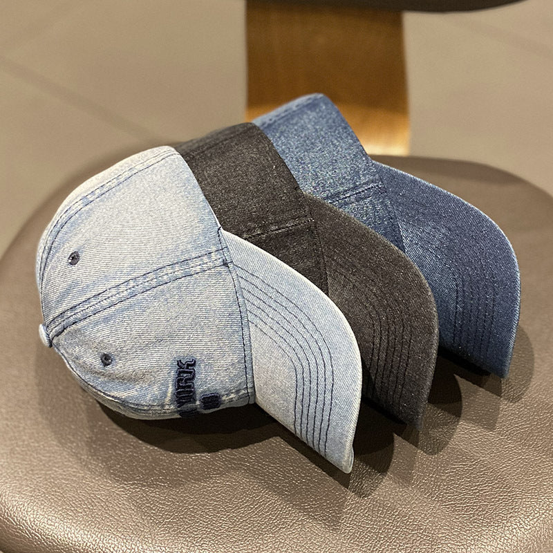 Herren Distressed Denim Stil Baseballkappe Brehn