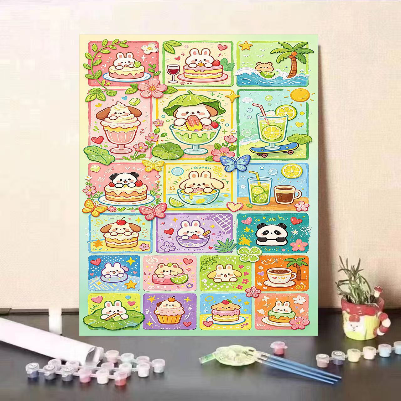Buntes tierisches DIY Malen nach Zahlen Set Brehn