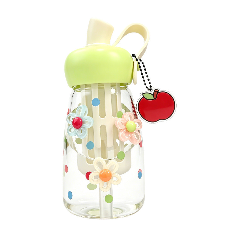 Damen Trinkflasche mit integriertem Fruchtfilter und praktischem Tragegriff Brehn