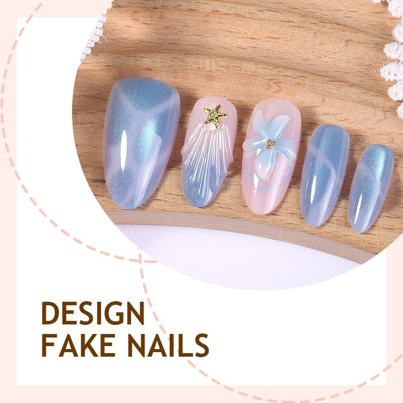 Kunstnagelset mit Glitzer- und Blumenmotiven Brehn