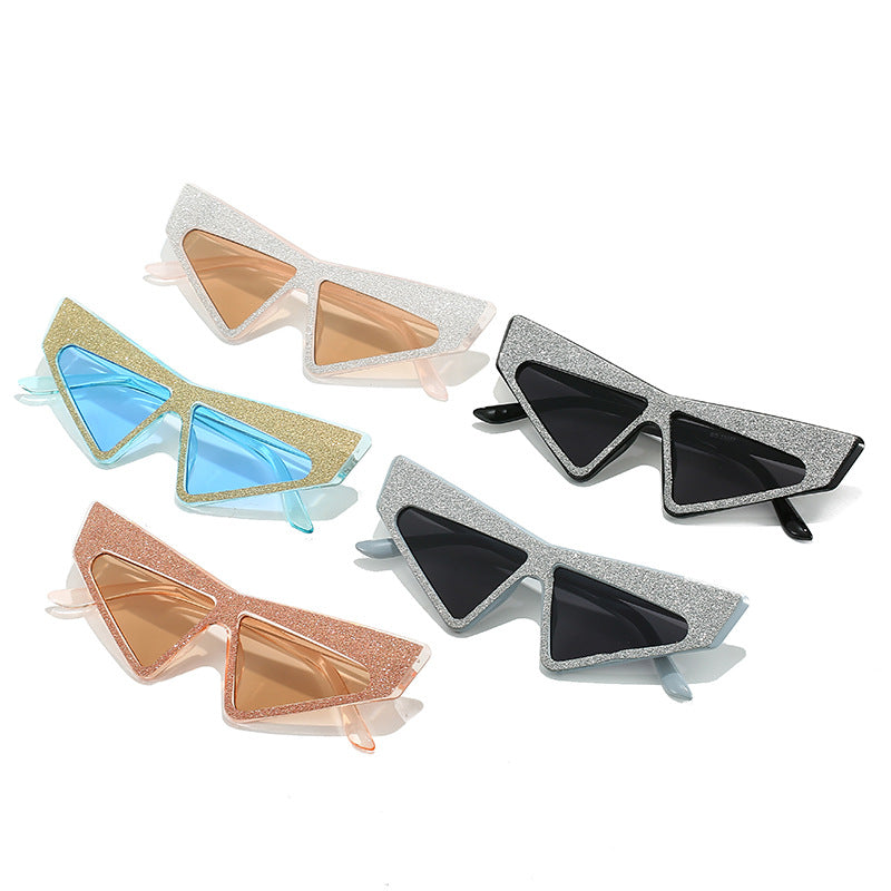 Damen futuristische Sonnenbrille mit glitzerndem Rahmen Brehn