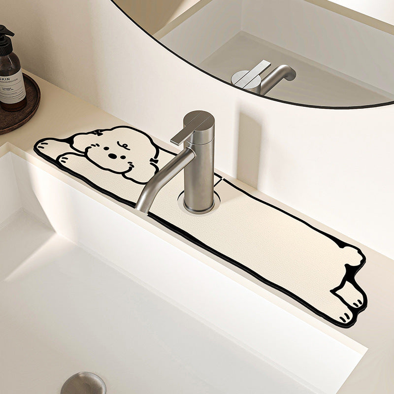 Novelty Dachshund-Shaped Absorbent Sink Counter Protector Mat