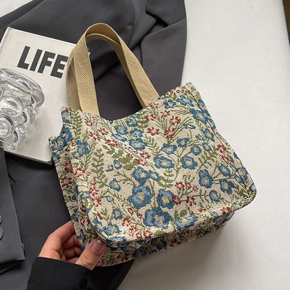 Blumen bestickte Canvas-Tasche 1790617150