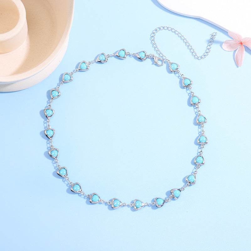 Herzförmige Edelstein Choker Halskette Brehn