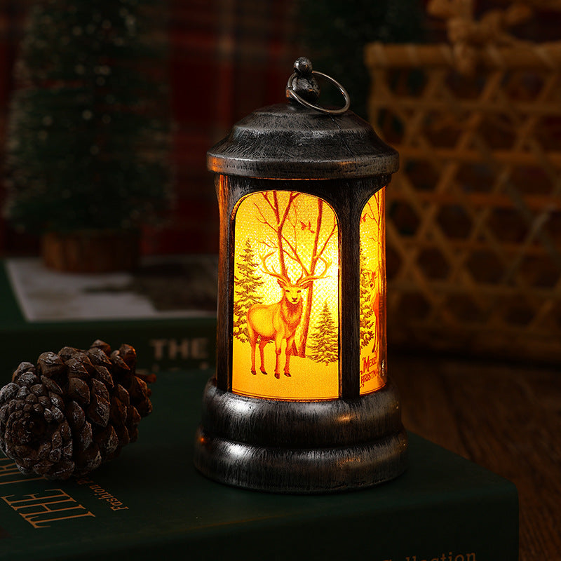 Nostalgische Weihnachtslaterne mit leuchtendem Weihnachtsmann-Motiv Brehn