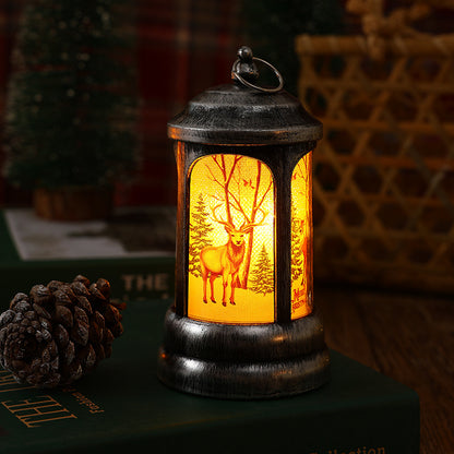Nostalgische Weihnachtslaterne mit leuchtendem Weihnachtsmann-Motiv Brehn