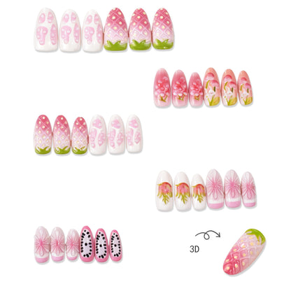 Künstliche Nagelspitzen mit fruchtigem Design und 3D-Elementen Brehn