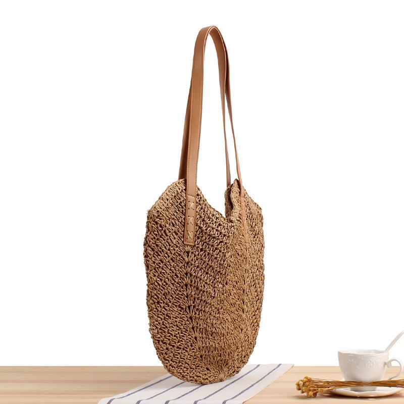 Große Strohtasche mit Lederakzenten Brehn