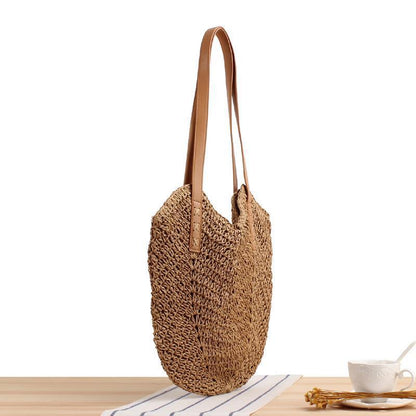 Große Strohtasche mit Lederakzenten Brehn