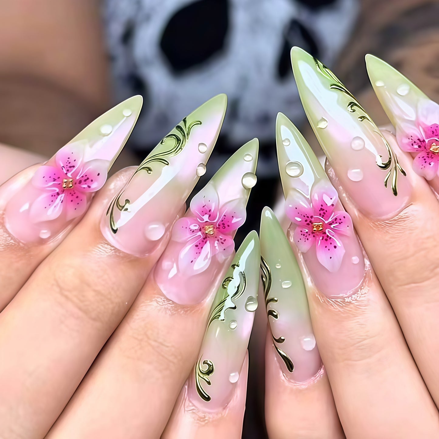 Elegante Stiletto Nagelkunst Verlängerungen Brehn