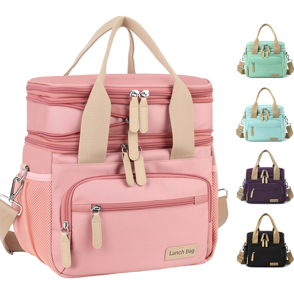 Damen Isolierte Lunch-Tasche mit zwei Fächern und Tragriemen Brehn