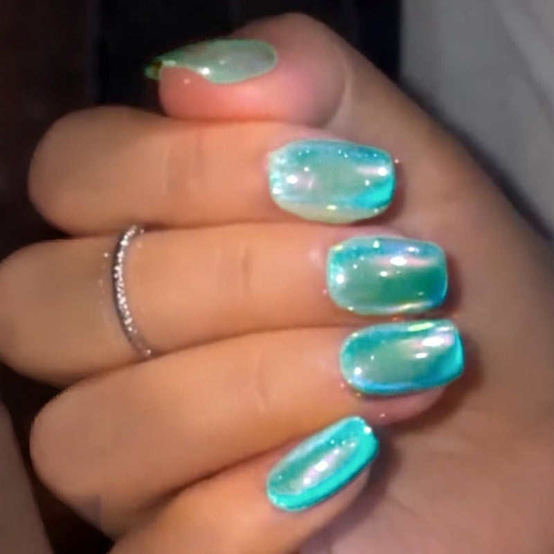 Iridescent Glossy Press-On Nail Set Brehn
