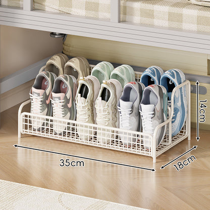 Kompakter drei-reihiger Low-Profile Draht-Schuh-Organizer-Regal