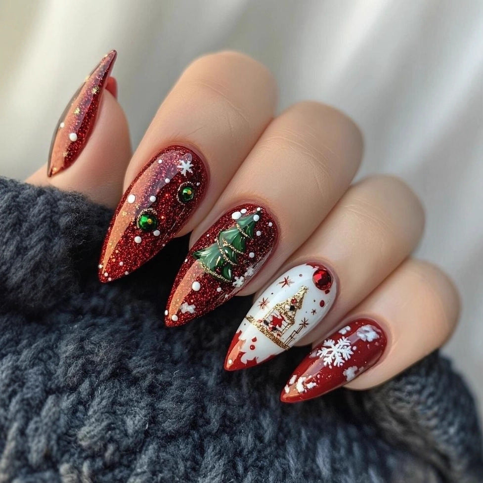 Festliche Kunstnägel mit Winterlichem Motiv Brehn